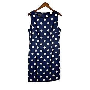 Alyx Dress Size 16 Navy Blue White Polka Dot Classic‎ Office Staple Versatile